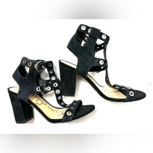 SAM EDLEMAN Stylish Black Heeled Sandals